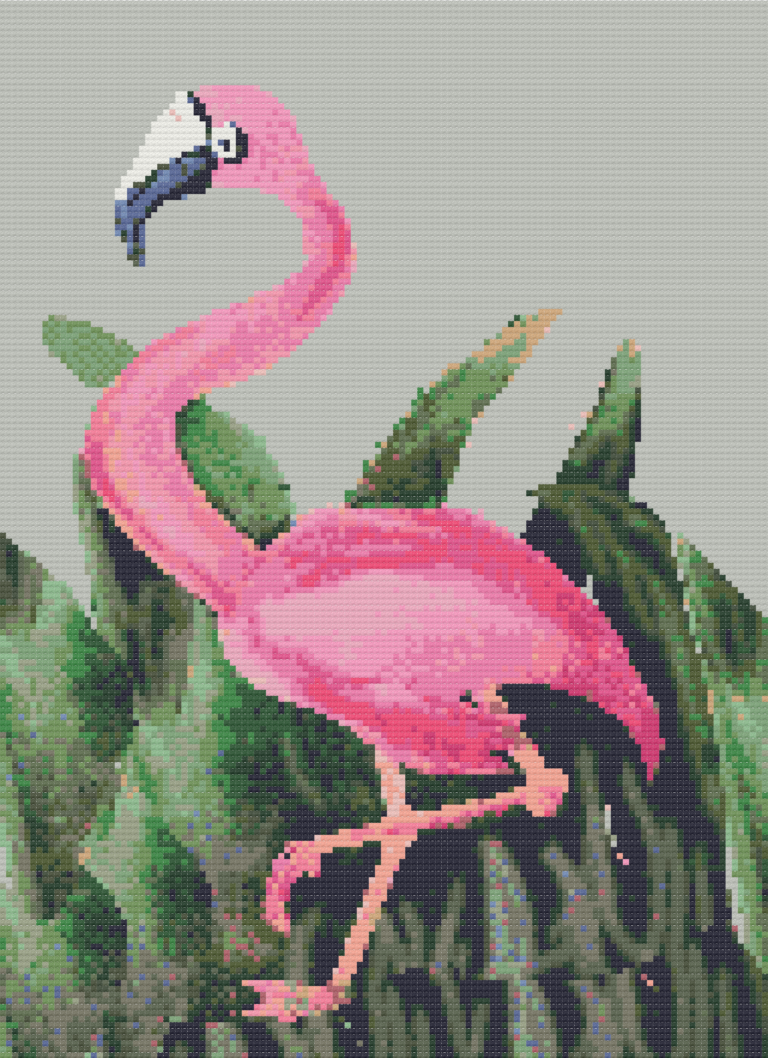 Pink Flamingo x-stitch