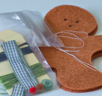 Gingerbread man diy sewing kit available for purchase