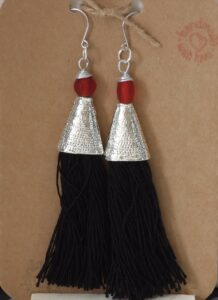 Black fringe earrings available for purchase