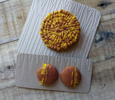 Coiled silk brooch & earrings available for purchase